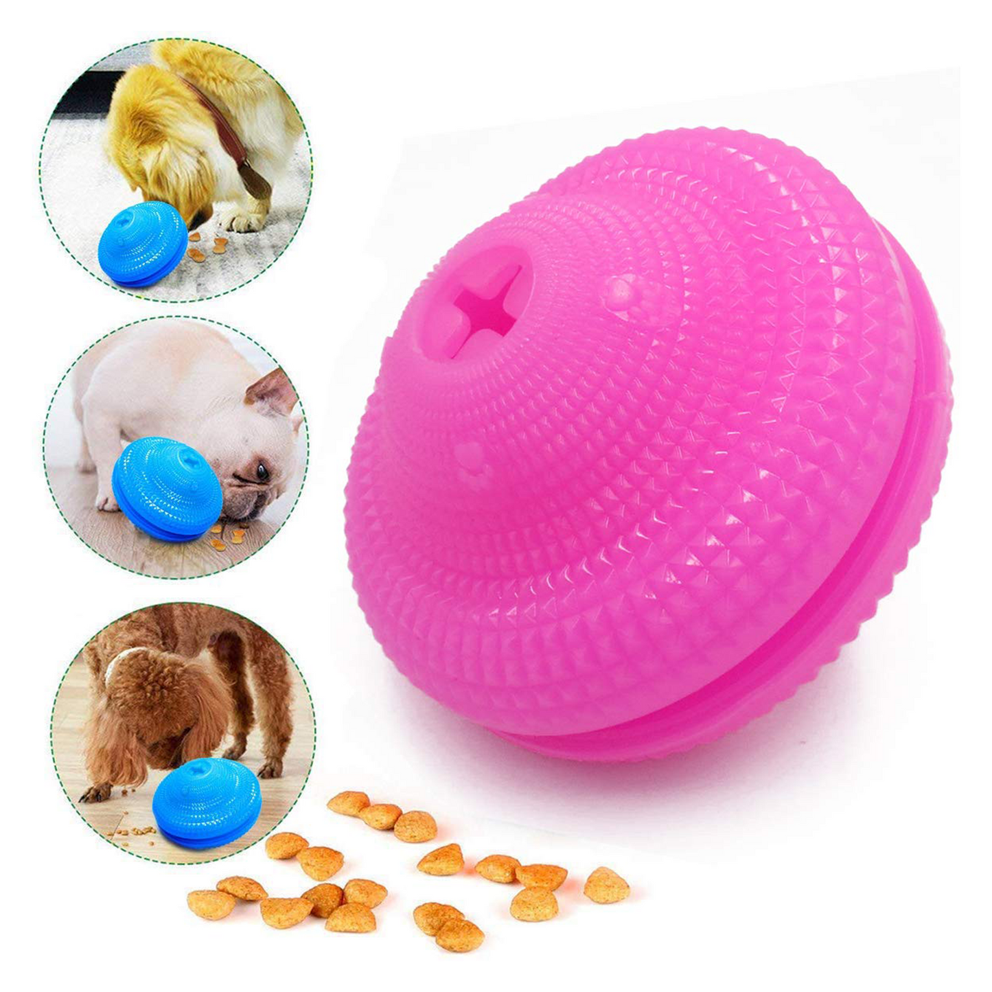 Emoly Dog Teethbrush Chew Toy, Upgraded IQ Interactive Food Dispensing Puzzle Toys for Dogs Chasing Chewing Playing Small Medium Dogs Pets (Pink)