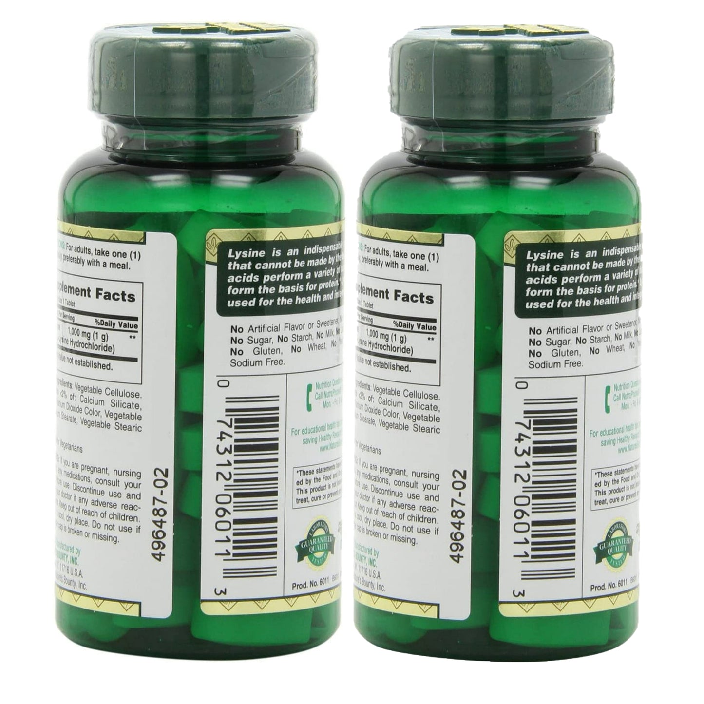 Nature's Bounty L-Lysine 1000 mg Tablets 60 ea (Pack of 2)