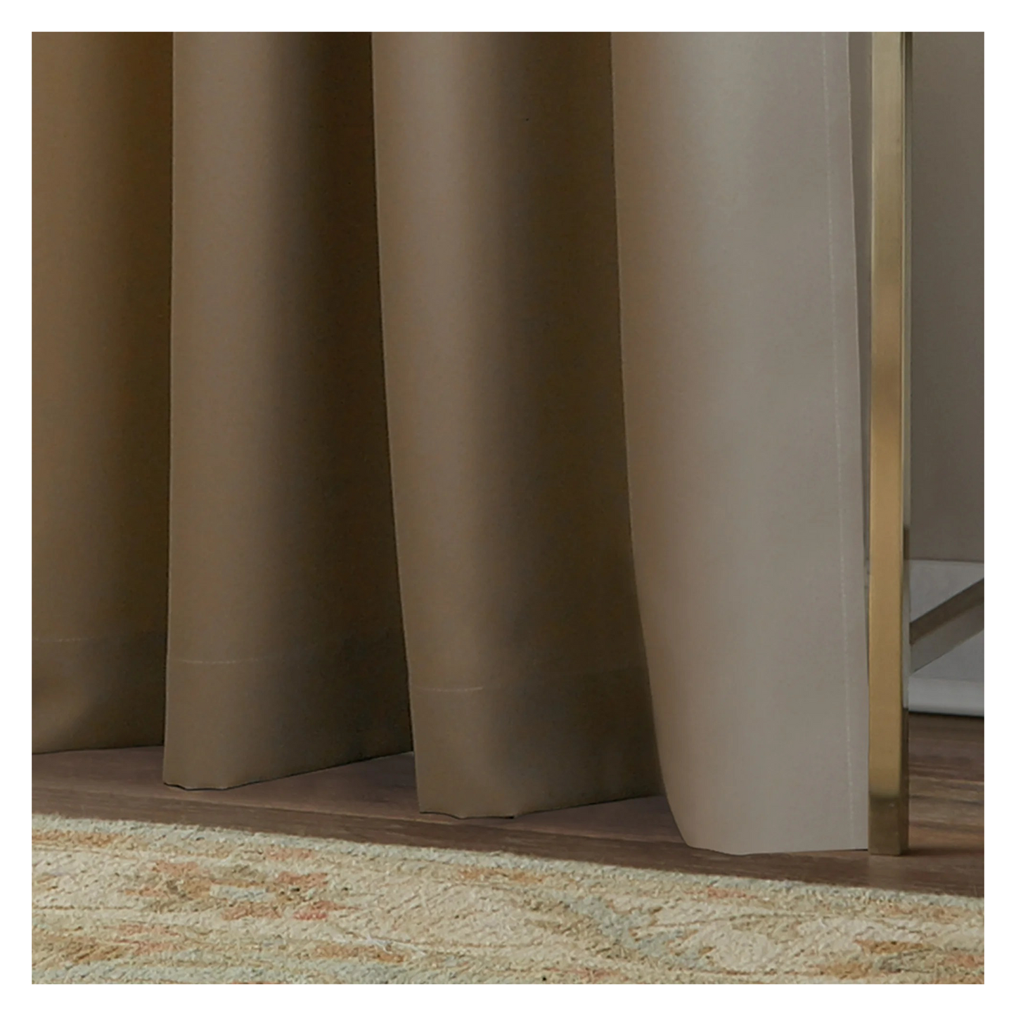 Curtainworks Beige and Brown Color Block Curtain - Room Darkening - Metal Grommets - 42W x 84L