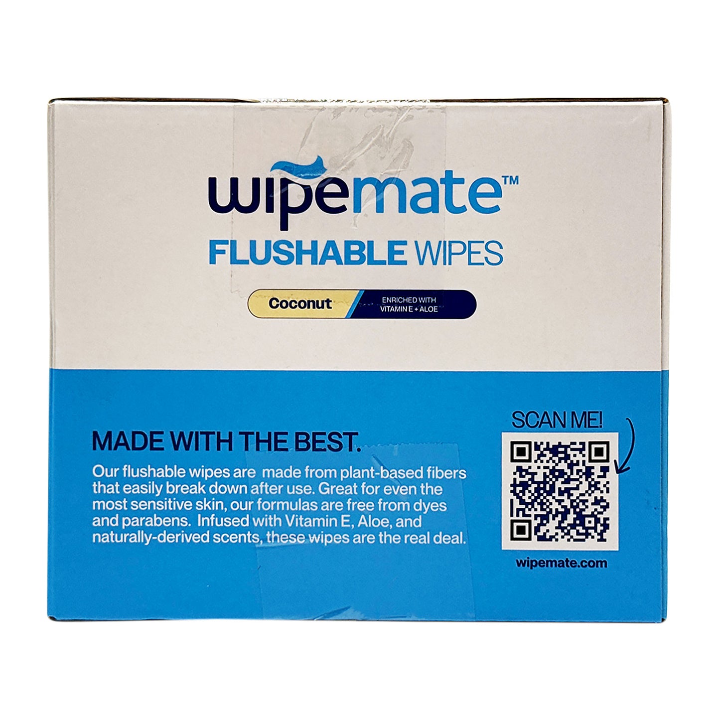 Wipemate Ultra Flushable Butt Wipes - Soothing Vitamin E & Aloe - Coconut Scent - 6 Premium Flip Top Packs - 42 Wipes Per Pack - 252 count