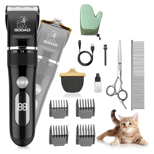 Gooad Cat Grooming Kit, Cat Clippers for Matted Hair, Cordless Cat Shaver for Long Hair, Low Noise Paw Trimmer, Cat Hair Trimmer for Grooming,Quiet Pet Hair Clippers Tools for Cats Dogs (Black)
