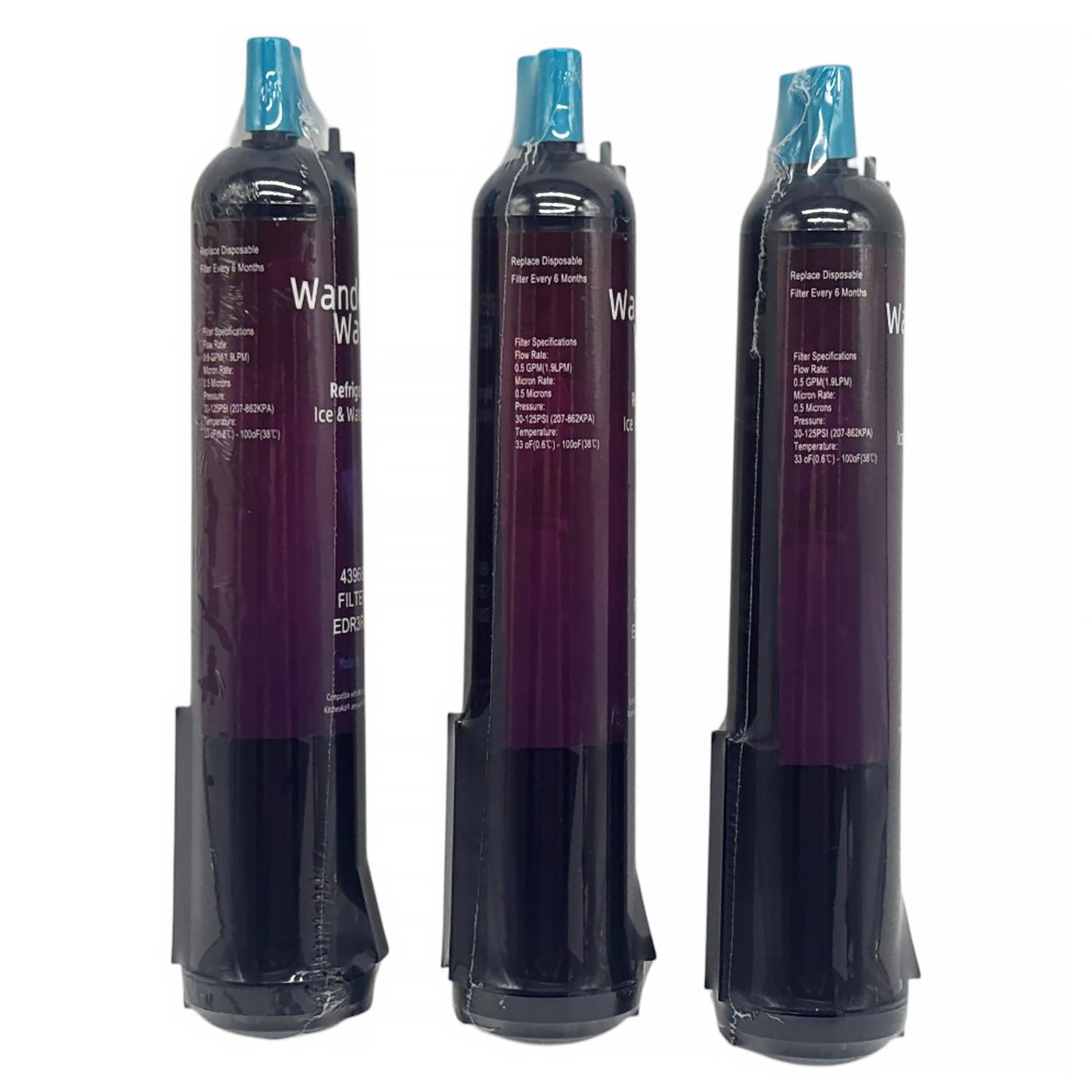 Wandering Water WF-841, Compatible with 4396841 Refrigerator Water Filter, EDR3RXD1, KAD3RXD1, WHR3RXD1, 4396841, 4396710, Filter 3, 46-9083,46-9030, 9030, 9083 Refrigerator Water Filter, 3 Pack