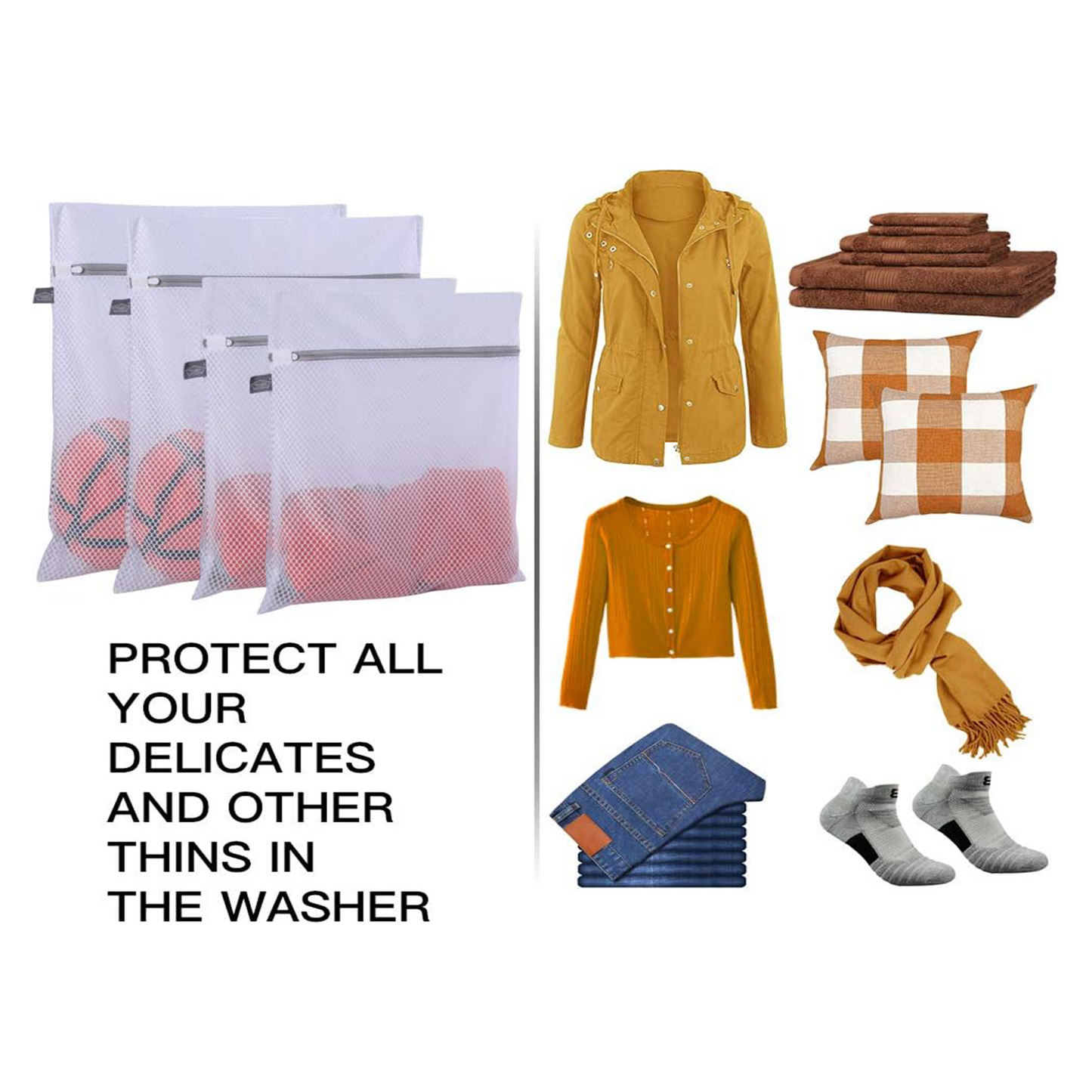 Kimmama Laundry Bags Mesh Wash Bag, Lingerie Bags for Washing Delicates, Net Washer Sack with Zipper, Dryer Pouch for Cleaning and Drying Cloths, Garment, Sweater, Bra, Pant, Sock, Toys, Bedcover