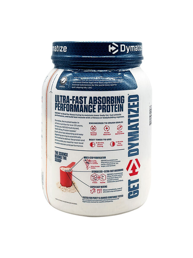 Dymatize ISO100 Hydrolyzed Protein Powder, 100% Whey Isolate Protein, 25g of Protein, 5.5g BCAAs, Gluten Free, Fast Absorbing, Easy Digesting, Gourmet Vanilla, 24 Servings